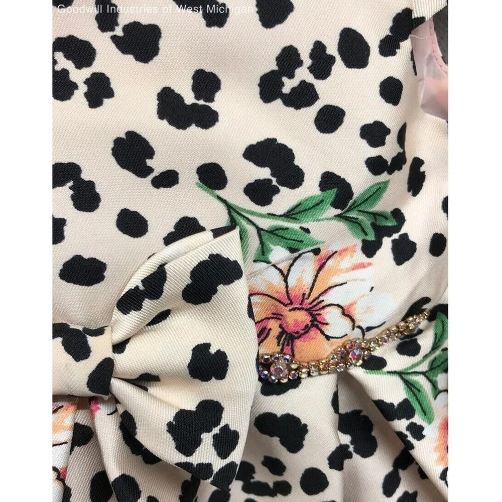 Rare Editions Blush Colored Animal/Floral Print Dress Size 18M
